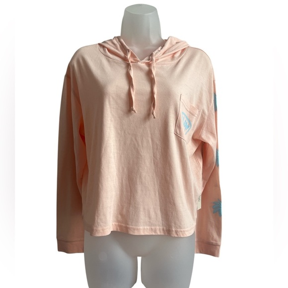 NEW Ladies Ron Jon Surf Shop Cropped Hoodie Melon and Blue Large - Picture 1 of 8